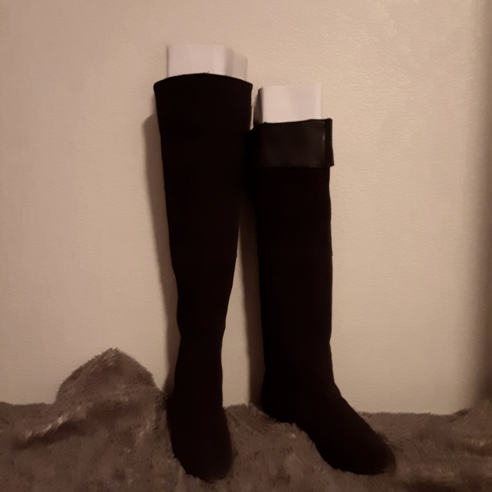 Woman's thigh high boots suede leather